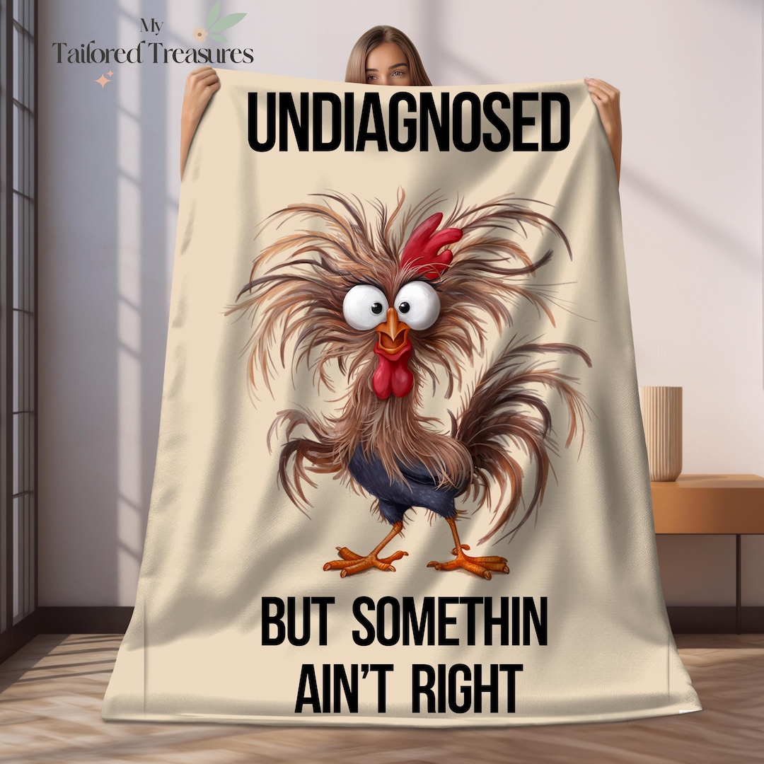 Undiagnosed Chicken ADHD Blanket, Funny Mental Health Throw Decor ...