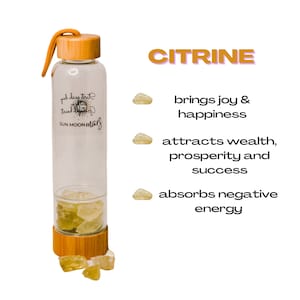 Citrine Crystal-Infused Water Bottle, Positive Energy, Spiritual Wellness, Reiki-Infused Hydration, Crystal Healing, Yoga Accessories