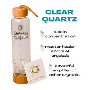 Clear Quartz Crystal-Infused Water Bottle, Positive Energy, Spiritual Wellness, Reiki-Infused Hydration, Crystal Healing, Yoga Accessories