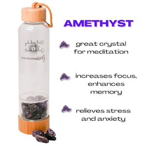 Amethyst Crystal-Infused Water Bottle, Positive Energy, Spiritual Wellness, Reiki-Infused Hydration, Crystal Healing, Yoga Accessories