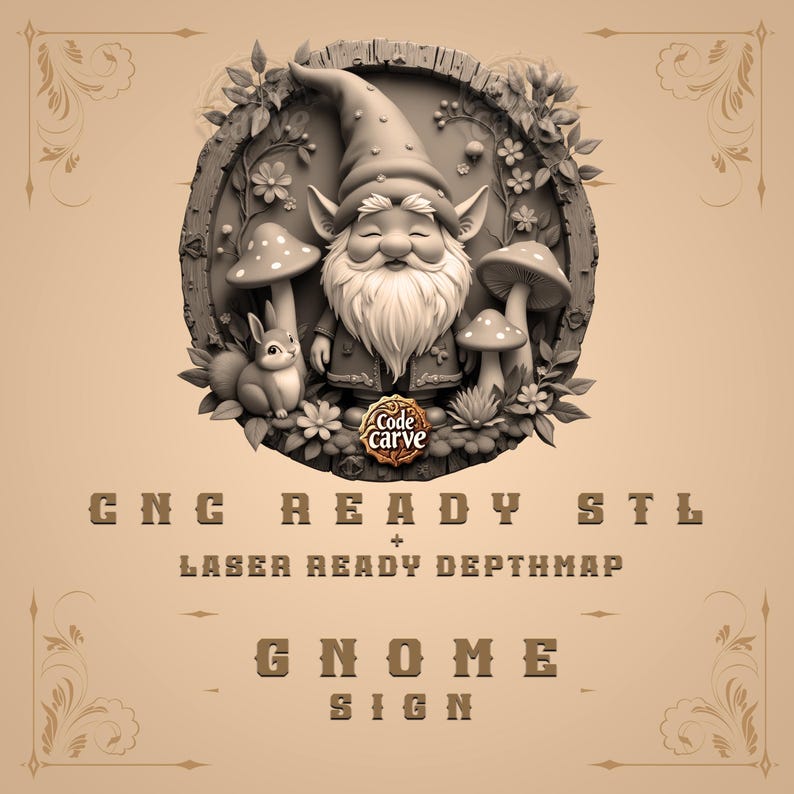 Gnome STL CNC READY 3D Model Laser Ready 3D Depthmap, High-quality ...