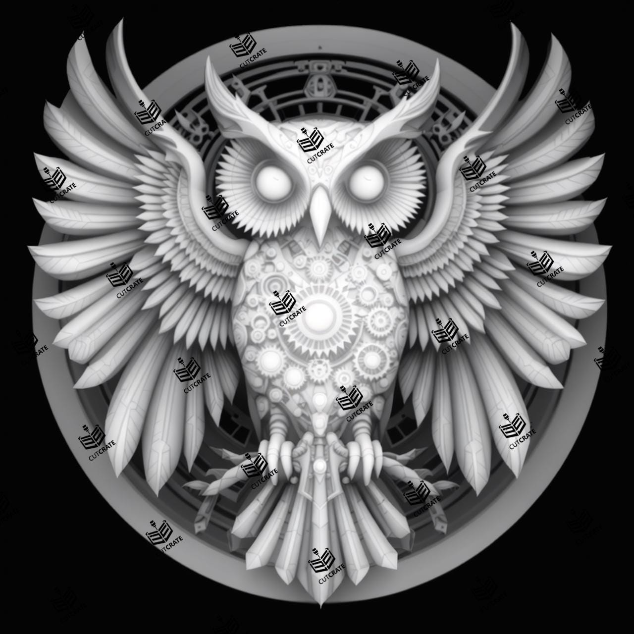 Owl, Steampunk - 3D STL Model for CNC, Depthmap for Laser Engraver, CNC ...