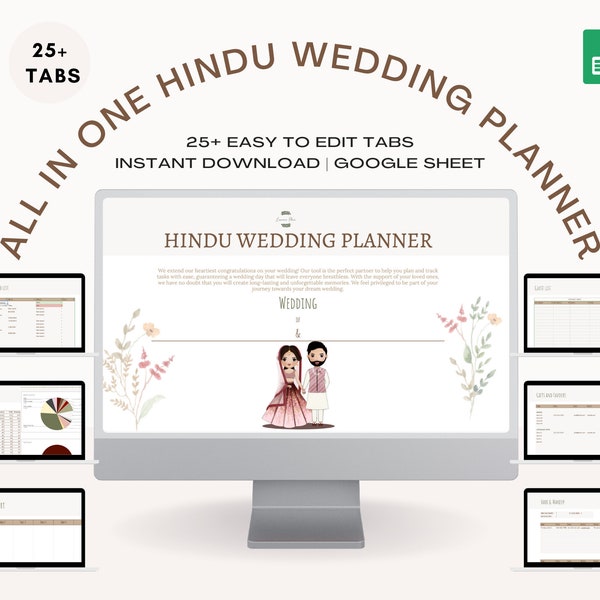 Indian Wedding Planning Spreadsheet Hindu Wedding planner template Google sheet Hindu Wedding Budget Indian Wedding planning Checklist