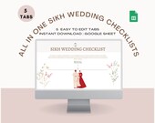 Sikh Wedding checklist Spreadsheet Punjabi Wedding planner template Google sheet SIKH Wedding Indian Wedding Checklists