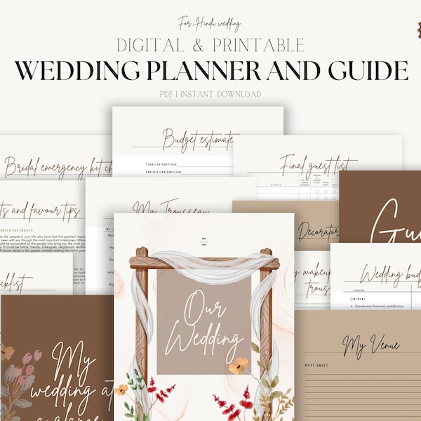 Digital Hindu Wedding Planner Printable Indian Wedding Planner Wedding Planner book Indian Wedding Planner PDF downloadable