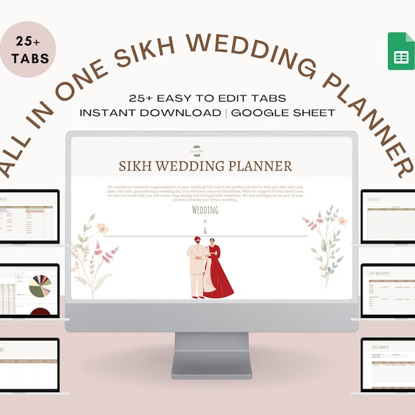 Sikh Wedding planner Punjabi Wedding Planning Spreadsheet template Google sheet SIKH Wedding Budget Indian Wedding planning Checklist