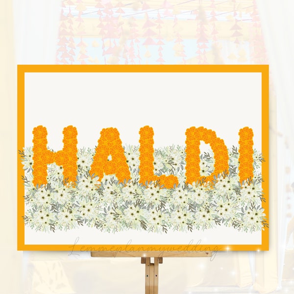 Haldi Welcome Sign | Indian Wedding Sign | Haldi Ceremony Sign | Haldi Sign | Wedding Signs | 24x18 Digital Download Sign