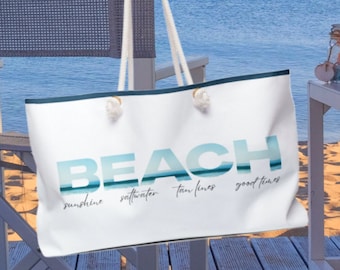 Coastal Beach Tote Bag: Rope Handles, Ocean Design