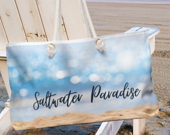 Saltwater Paradise Beach Bag: Ocean Theme Rope Handle Tote