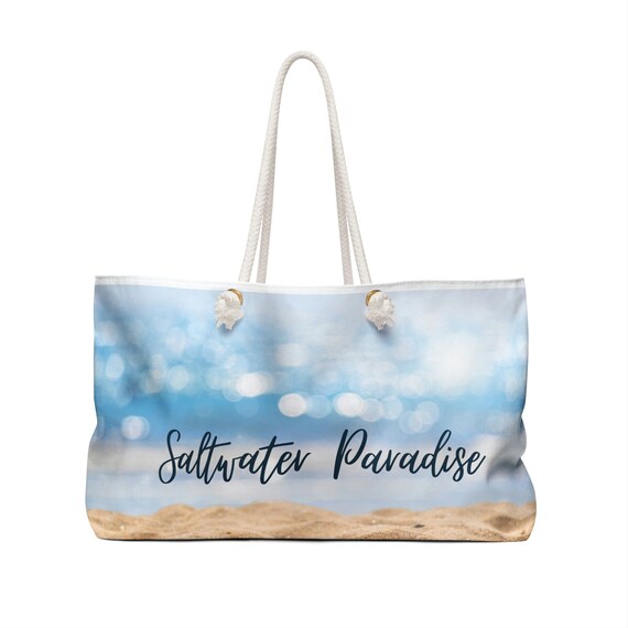 Saltwater Paradise Ocean Theme Beach Bag Rope Handle Tote Bag Summer Weekender Bag Vacation Beach Bag