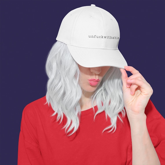 Unfuckwithable White Cotton Baseball Cap Adjustable Low Profile Hat with  Velcro® closure