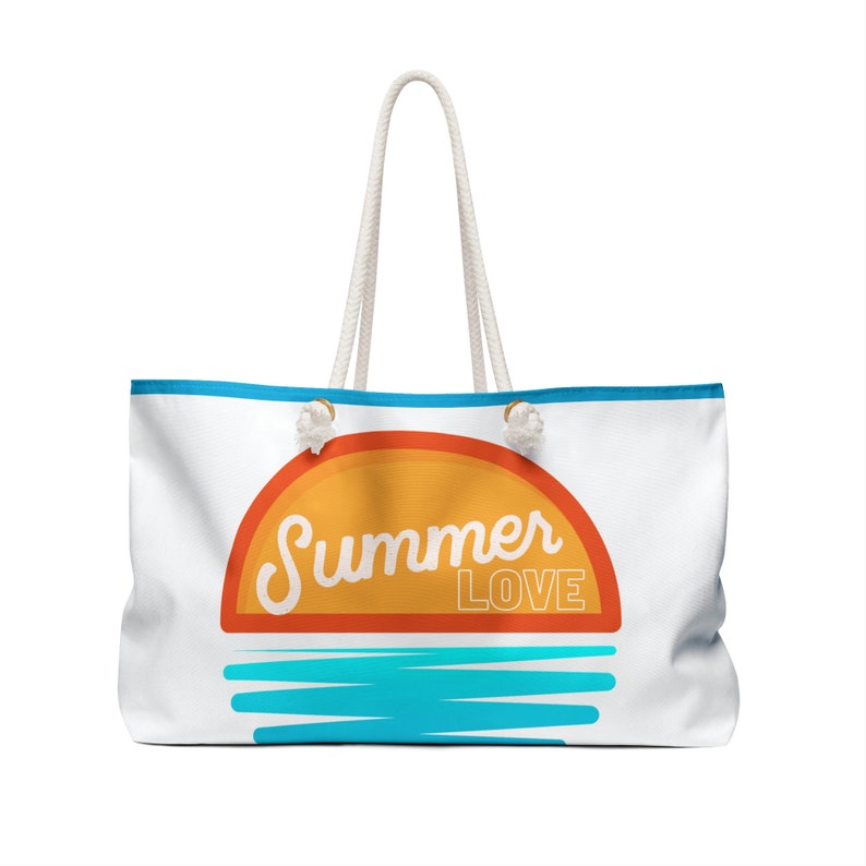 Summer Love Beach Bag Large Weekender Bag Summer Beach Bag Rope Handle Tote Large Beach Bag Shoulder Overnight Bag Day Bag image 4