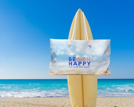 Beach Happy Tote Bag: Large Polyester Weekender with Rope Handles