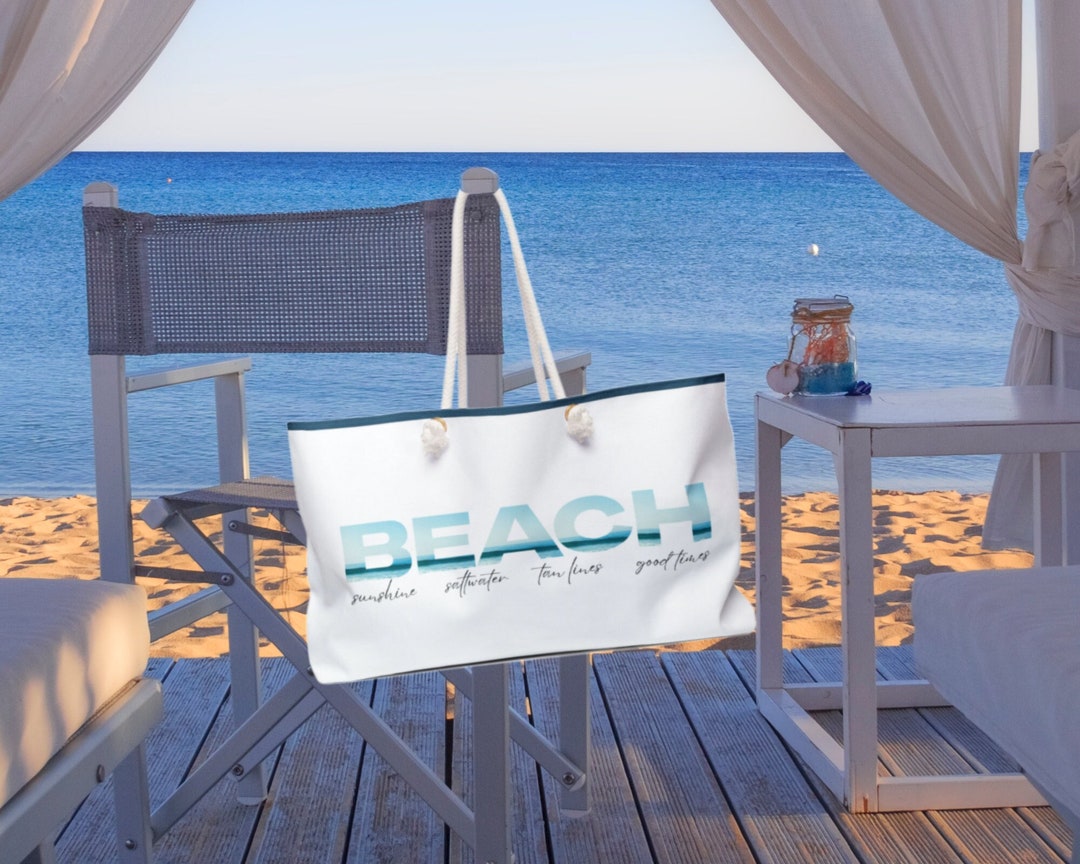 Ocean Handle Coastal Beach Tote Bag: Rope Handles, Ocean Design - Etsy