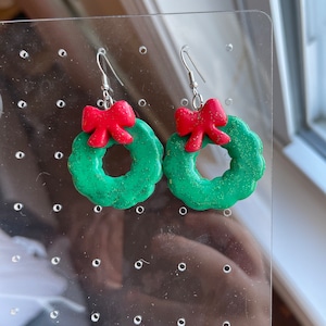 Christmas wreath earrings
