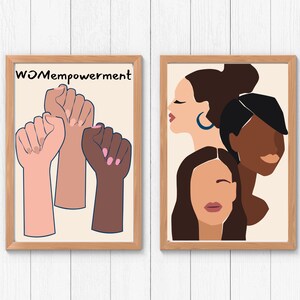 Arte murale &quot;Donne forti&quot; in formato svg, stampa artistica sulla diversità, girl power, decorazione murale per ufficio. Empowerment femminile, stampa femminista e arte boho.