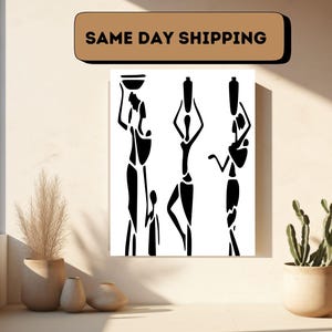 African Wall Art, Digital Download, Wall Art, Black Art, Elegant Female Portrait, Printable African Digital Art Print