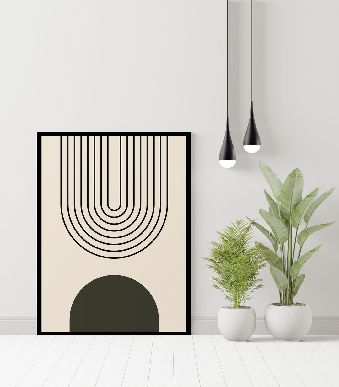 Modern Geometric Black Semi Circle Wall Art Piece - Etsy