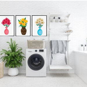 Set of 3/ laundry rooms wall Art,  laundry decoration, Flower décor for laundry, Laundry room digital print ,laundry room Artwork.