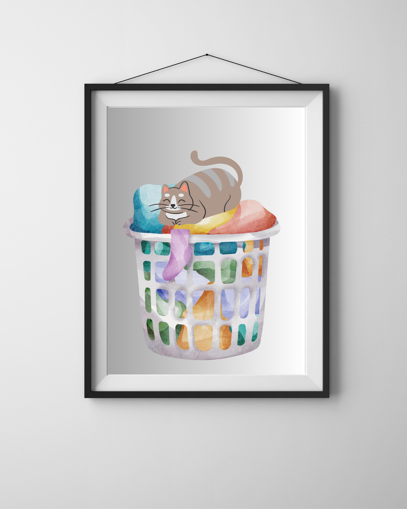 Set Cat Laundry Room Wall Art Set of 2, Instant Download Print