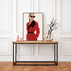 Woman Portrait Art, Female Entrepreneur, Girl Money Art, Boss Lady Art, Girl With Cash, Female Empowerment, Feminist Print, and Boho Art.