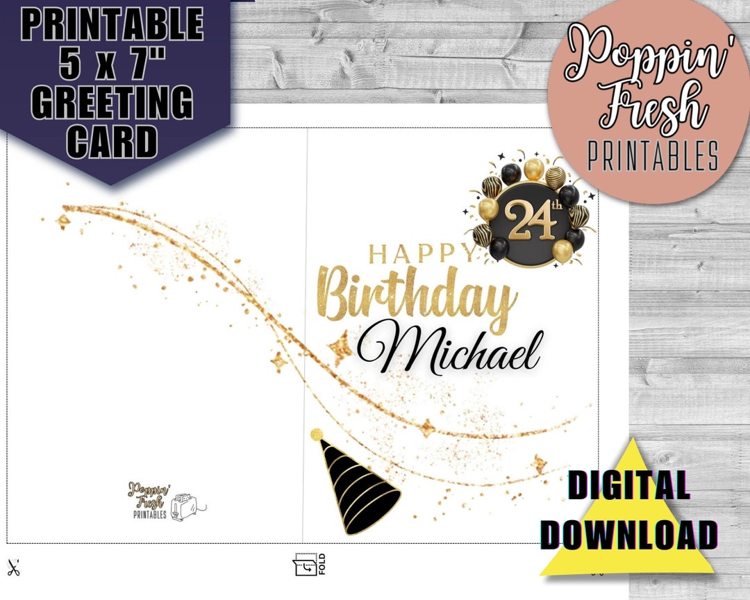 Customizable printable birthday card custom name card etsy