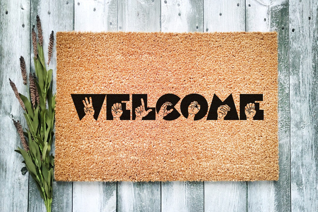 ASL Doormat Fingerspelled Sign Language Coir Doormat Etsy