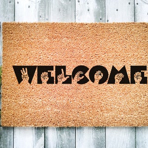 ASL Welcome Doormat | Fingerspelled | Sign Language | coir doormat