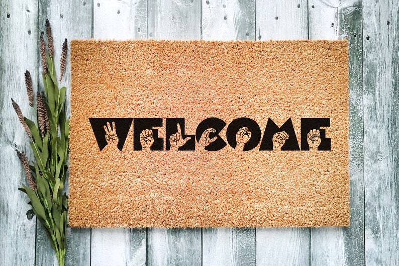 ASL Doormat Fingerspelled Sign Language Coir Doormat Etsy