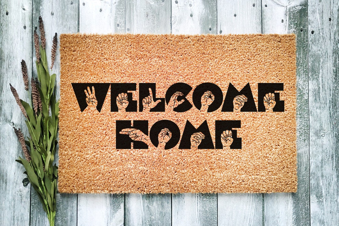 ASL Home Fingerspelled Sign Language Coir Doormat Coco Doormat