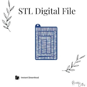 May include: A digital file for a 3D printed geometric design. The design is a blue and white pattern of squares and rectangles. The file is available for instant download. STL Digital File.