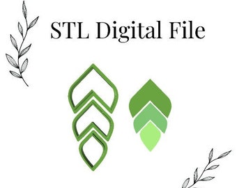 May include: STL digital file for a 3D printed cookie cutter in the shape of a green leaf with three layers. The file is available in multiple sizes and with two different wall thicknesses.