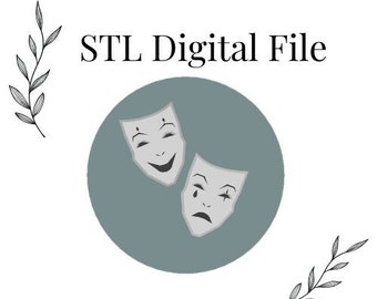 Maschere teatrali Coaster Polymer Clay Cutter, File STL digitale, 2 disegni di taglierina, Download istantaneo, STL per stampante 3D, 5 dimensioni