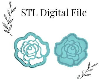 Rose Flower Trinket Dish Polymer Clay Cutter, Digital STL File, 2 Cutter Versions, Instant Download, STL file for 3D Printer, 2 sizes