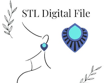 Bezel Heart with Stripes Polymer Clay Cutter, 2 Cutter SET, Digital STL File, Instant Download,Big Earring, STL file for 3D Printer, 2 sizes
