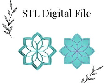 Mandala Flower Trinket Dish Polymer Clay Cutter, Digital STL File, 2 Cutter Versions, Instant Download, STL file for 3D Printer, 4 sizes
