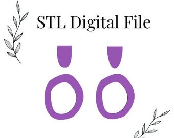 May include: STL Digital File - Two purple, rounded, hoop-shaped earrings with a small, rounded, top piece. The earrings are shown against a white background. The text "STL Digital File" is at the top of the image.