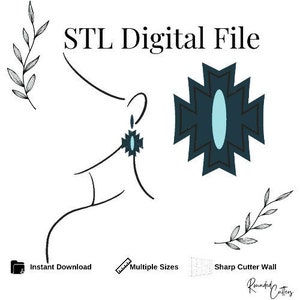 Aztec #1 Bezel Polymer Clay Cutter, Digital STL File, 2 Cutter Set, Instant Download, STL file for 3D Printer, 5 sizes