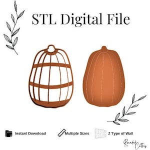 Pumpkin Trinket Dish Polymer Clay Cutter, Digital STL File, 2 Cutter Versions, Instant Download, STL file for 3D Printer, 3 sizes