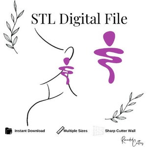 May include: STL Digital File text with a line drawing of a person's profile with a purple abstract shape in the ear. The purple abstract shape is also shown separately.