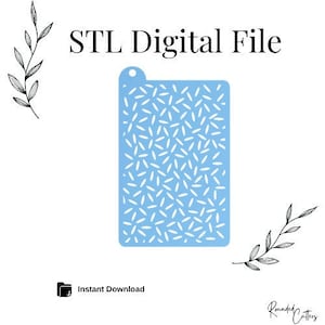 May include: A digital file for a 3D printed stencil with a light blue background and a white rice grain pattern. The text "STL Digital File" is at the top of the image. The text "Instant Download" is at the bottom of the image.
