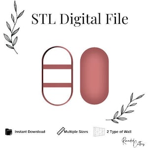 Oval Trinket Dish Polymer Clay Cutter, Digital STL File, 2 Cutter Versions, Instant Download, STL file for 3D Printer, 3 sizes