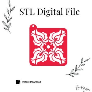 Può includere: File digitale rosso con un motivo floreale bianco. STL Digital File. Download immediato.