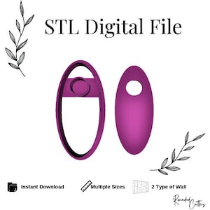 Peut inclure: Deux formes ovales imprimées en 3D, l'une avec un trou au centre et l'autre avec un trou et un anneau surélevé autour du trou. Les deux sont de couleur violet foncé. Fichier numérique STL.