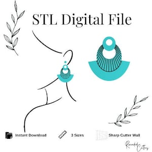Cirklar Makramé Form Polymer Clay Cutter, Digital STL-fil, Stort Örhänge, Direkt Nedladdning, STL-fil för 3D-skrivare, 3 storlekar