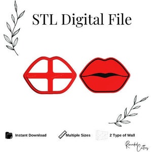 Lips Trinket Dish Polymer Clay Cutter, Digital STL File, 2 Cutter Versions, Instant Download, STL file for 3D Printer, 3 sizes
