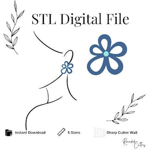 Hallow Flower with Faux Stones Polymer Clay Cutter, Digital STL File, Instant Download, 2 Cutters SET, STL file for 3D Printer, 5 sizes