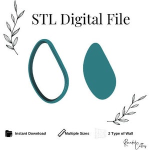 Organische kiezelvorm polymeerkleisnijder, digitaal STL-bestand, 2 snijversies, direct downloaden, STL-bestand voor 3D-printer, 7 maten