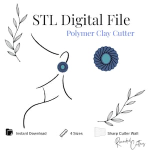 Elegant Shape with Stone Polymer Clay Cutter, Digital STL File, Instant Download, STL file for 3D Printer, 4 sizes