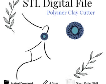 Elegant Shape with Stone Polymer Clay Cutter, Digital STL File, Instant Download, STL file for 3D Printer, 4 sizes